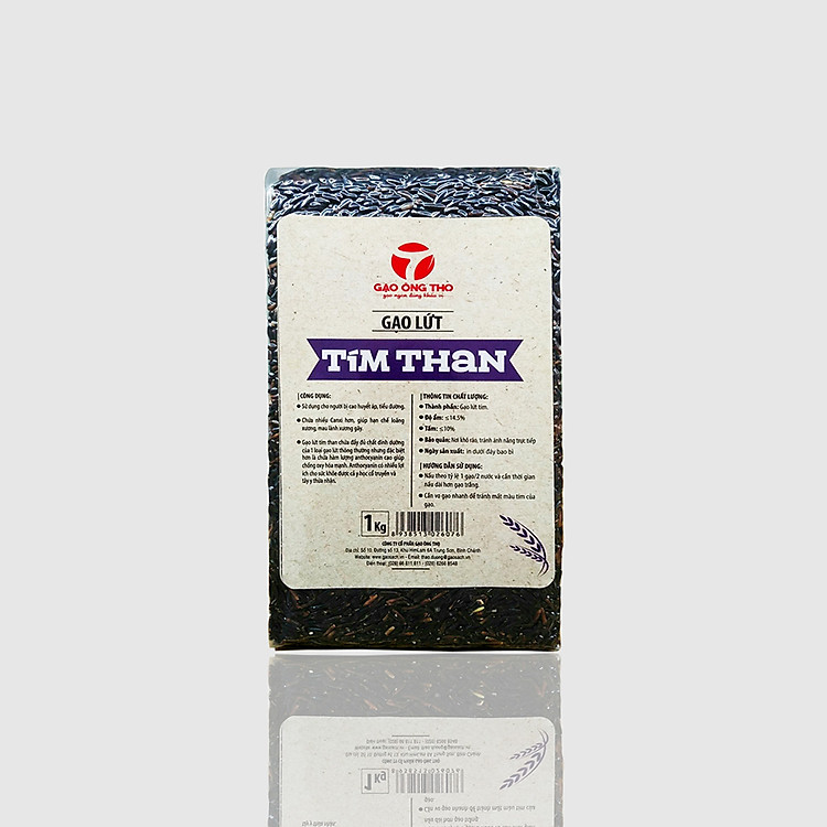 Gạo Ông Thọ - Gạo Lứt Tím Than túi 1kg