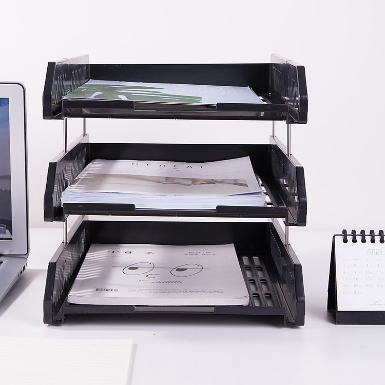 Giá tài liệu nhựa 3 ngăn Deli (1 chiếc) - Ảnh 3