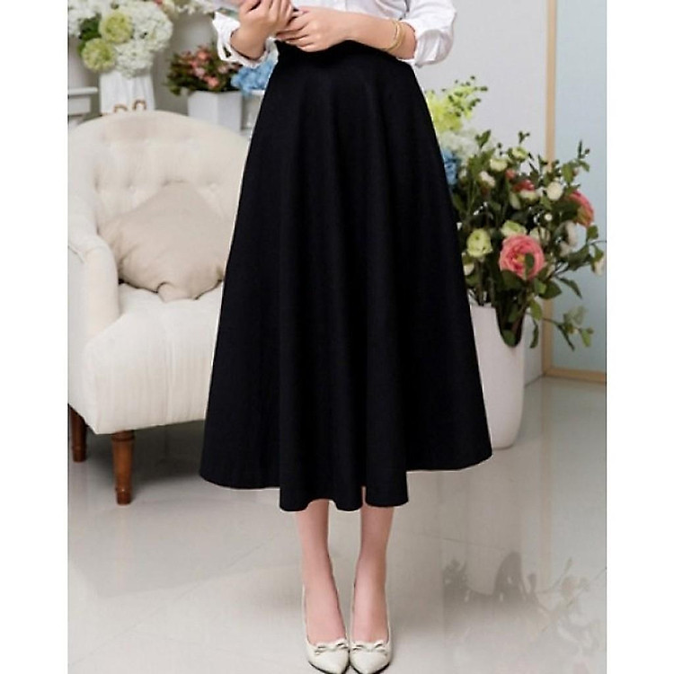 chân váy dài dáng xòe tiểu thư