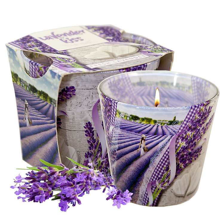 Ly nến thơm tinh dầu Bartek Lavender Kiss 115g QT00663 - nụ hoa oải hương (giao mẫu ngẫu nhiên)