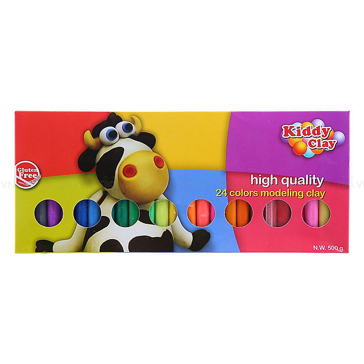 Đất Sét Nặn 24 Màu 500g Kiddy Clay BX-500-24
