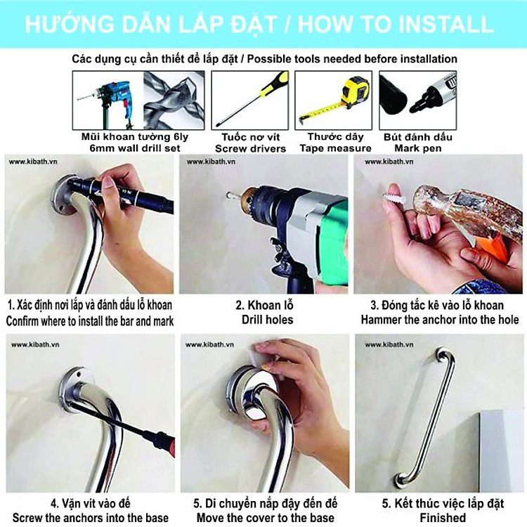 Tay Vịn Phòng Tắm An Toàn KIBATH Uy tín Tiết kiệm - Hình ảnh 4