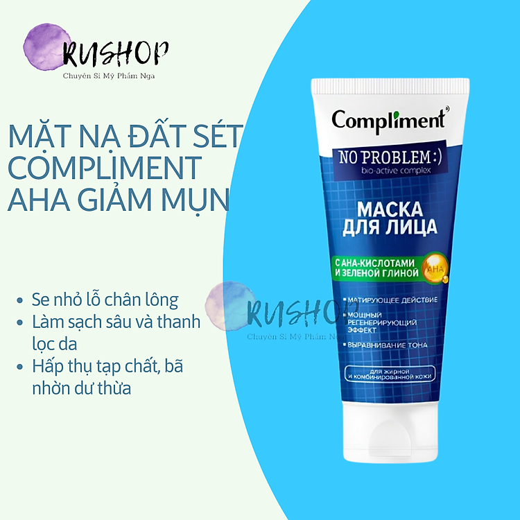 Mặt nạ AHA đất sét xanh Compliment giảm mụn, se khít chân lông 80ml (VẠCH XANH LÁ)