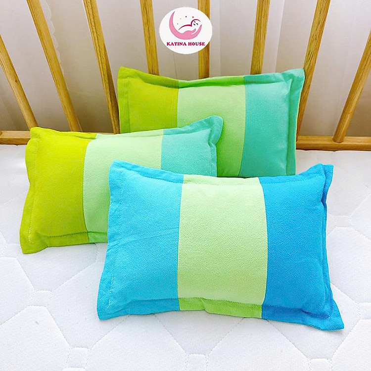 Gối nằm cho bé sơ sinh và trẻ nhỏ Katina House, vải cotton cara mềm mại, thấm hút tốt