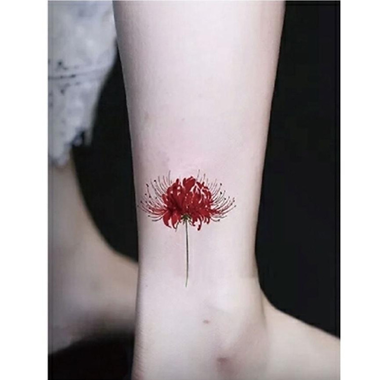 Hình xăm dán hoa bỉ ngạn 2 bông tuyệt đẹp 10x6cm