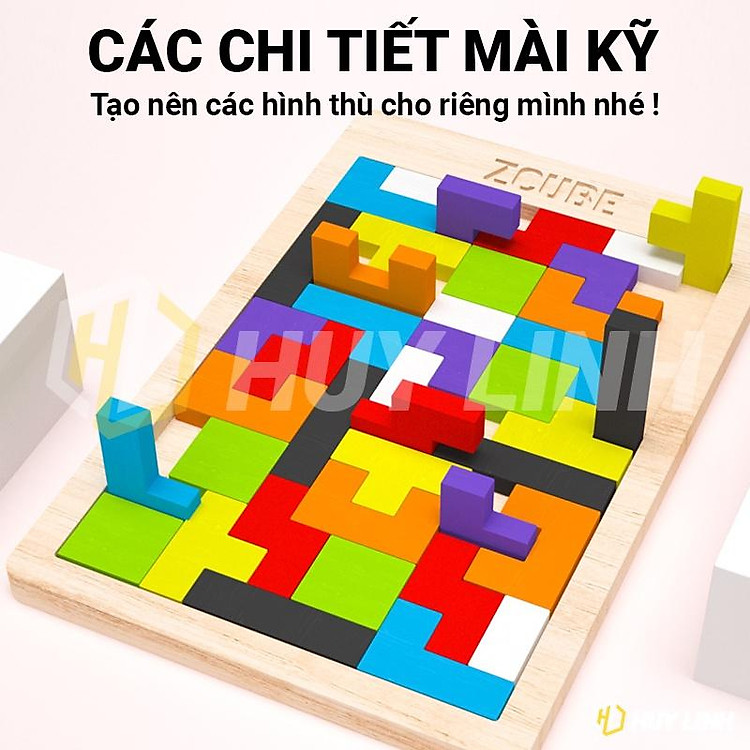 Đồ chơi gỗ Montessori HL199 Zcube Chính hãng Giá rẻ - Hình ảnh 2