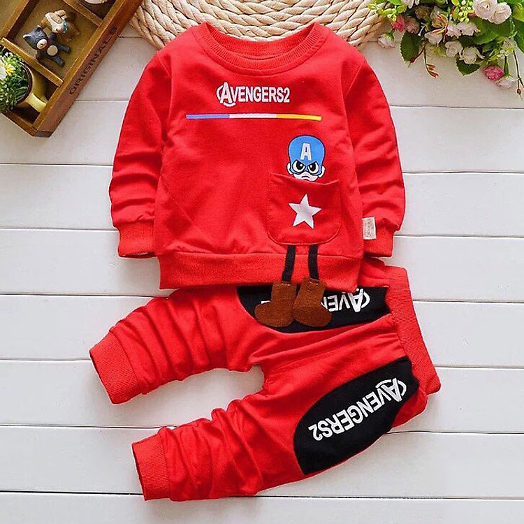 Bộ Quần Áo Thu Mẫu Avengers2 Cho Bé - Chất Da Cá