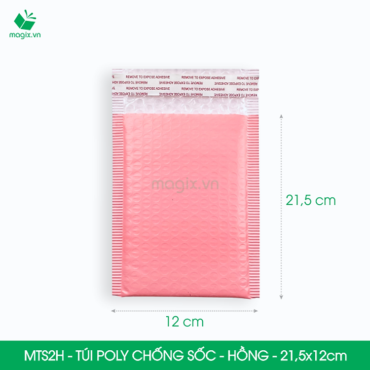 MTS2H - 21.5x12cm - COMBO 25 TÚI GÓI HÀNG CHỐNG SỐC BỌC BÓNG KHÍ MÀU HỒNG PASTEL