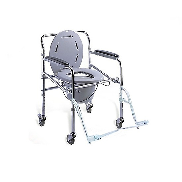Ghế bô vệ sinh có bánh xe, để chân dành cho người cao tuổi
