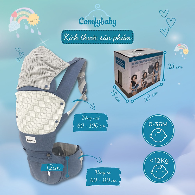 Mua Địu ngồi trẻ em Comfybaby CF119HC003 Chính hãng Tiết kiệm - Hình ảnh 3