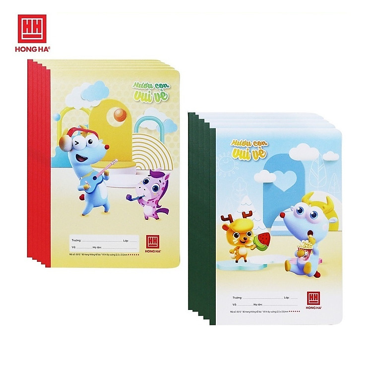 Lốc 5 quyển vở 4 ô ly 80 trang Hồng Hà School Ami 0515 vở luyện viết chữ đẹp cho học sinh tiểu học