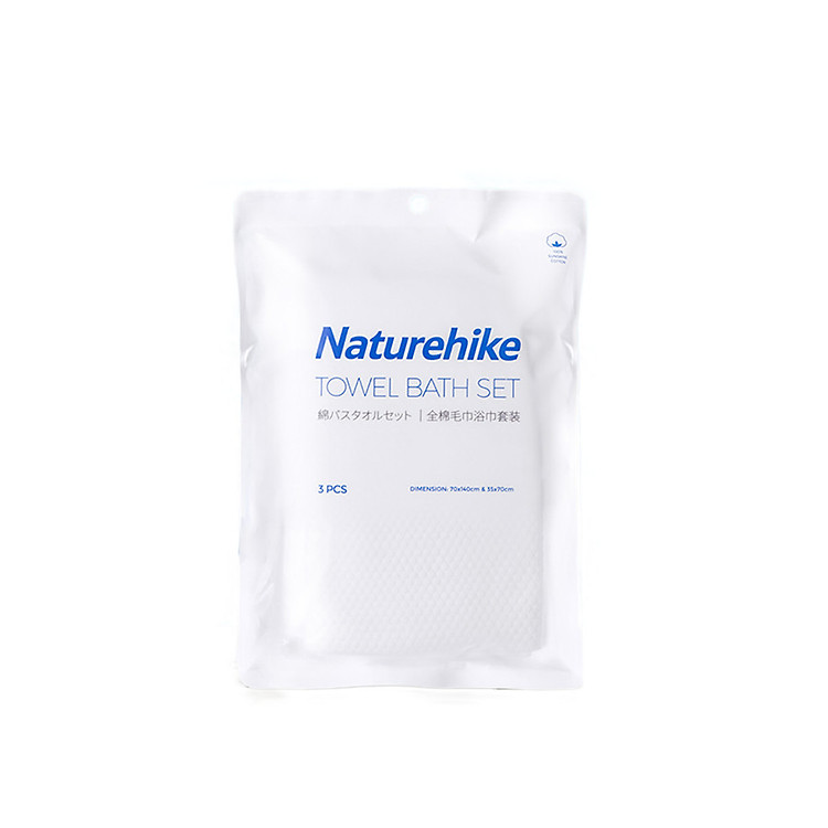 Khăn du lịch Cotton dùng nhiều lần Naturehike (Gói 3 Khăn (Gồm 1 khăn tắm 70x140cm, 2 khăn mặt 35x70cm)