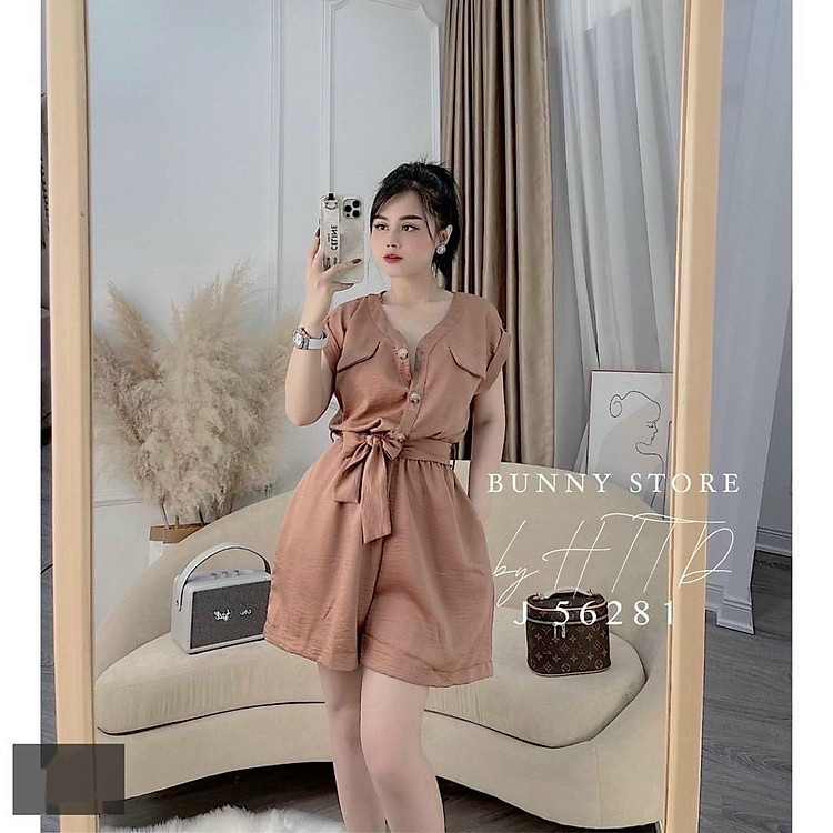 sét jum nữ ngắn cực xinh xắn áo phối nút eo cột nơ siêu tôn dáng thời trang nữ cho nàng dạo phố