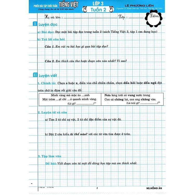 Phiếu Bài Tập Cuối Tuấn Môn Tiếng Việt Lớp 3 - Biên Soạn Theo Chương Trình GDPT Mới - Ảnh 2