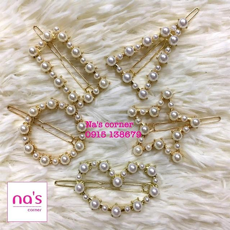 Kẹp tóc mái ngọc trai giả nhân tạo
