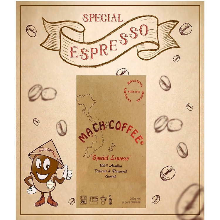 Cà Phê - ARABICA ESPRESSO COFFEE – 100% Arabica - Pha Máy, Mùi Vị Nhẹ Nhàng, Thanh Lịch. 250gr