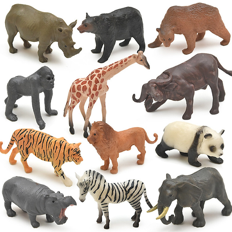 Đồ Chơi Mô Hình Động Vật (12 thú rừng, size trung 5-10 cm)