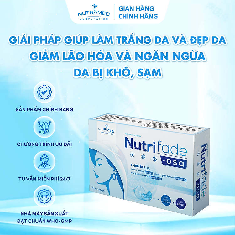 Viên uống Nutrifade Osa hỗ trợ làm chậm quá trình lão hoá da, cải thiện khô sạm, làm trắng da - Nutramed