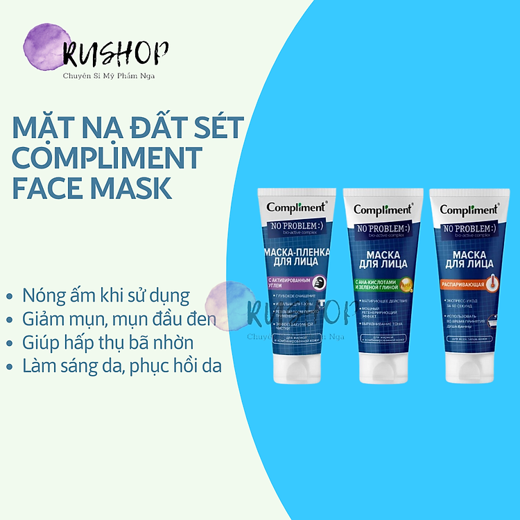 Mặt nạ đất sét Compliment No Problem Face Mask 80ml sạch da giảm mụn