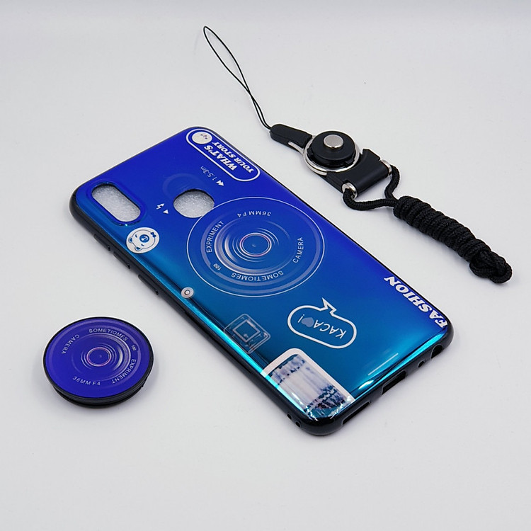 Ốp lưng hình máy ảnh kèm giá đỡ và dây đeo dành cho Vivo V11i,Vivo V15,Vivo Y71