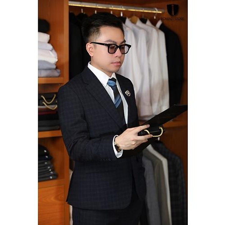 Áo vest nam, áo blazer nam ROMAD blue somo chất wool mềm mại, ít nhăn 7466