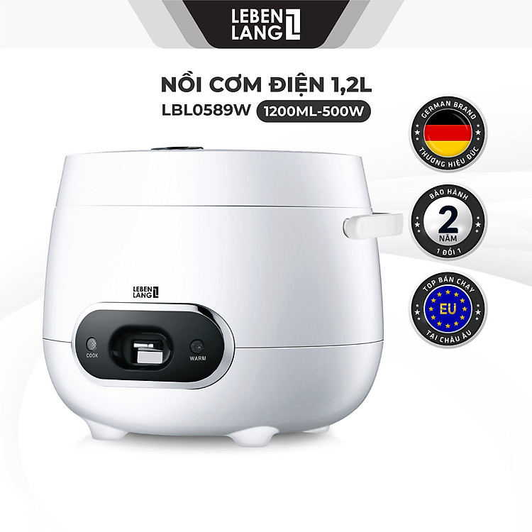 Nồi cơm điện Lebenlang LBL0589 dung tích 1200ml, công suất 500W, thiết kế đơn giản hiện đại - hàng chính hãng