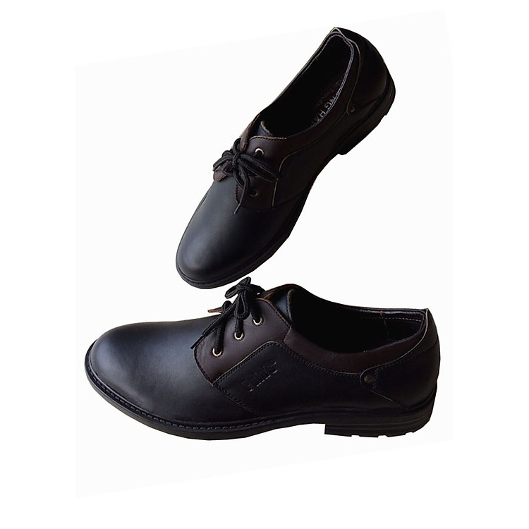 Giày nam buộc dây mũi tròn da bò cao cấp - đế cao 4cm THT01