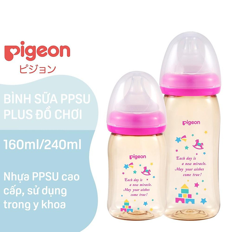 Bình Sữa PPSU Plus Pigeon Hình Đồ Chơi 160/240ML