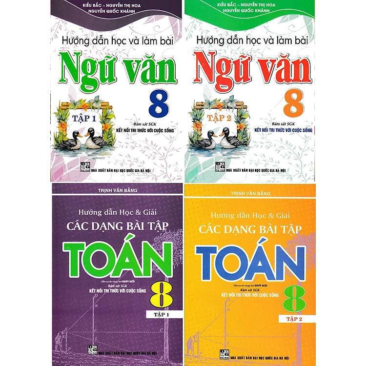 Combo Hướng Dẫn Học Và Giải Các Dạng Bài Tập Toán 8 + Hướng Dẫn Học Và Làm Bài Ngữ Văn 8 (Bám Sát SGK Kết Nối) (Bộ 4 Cuốn) _HA