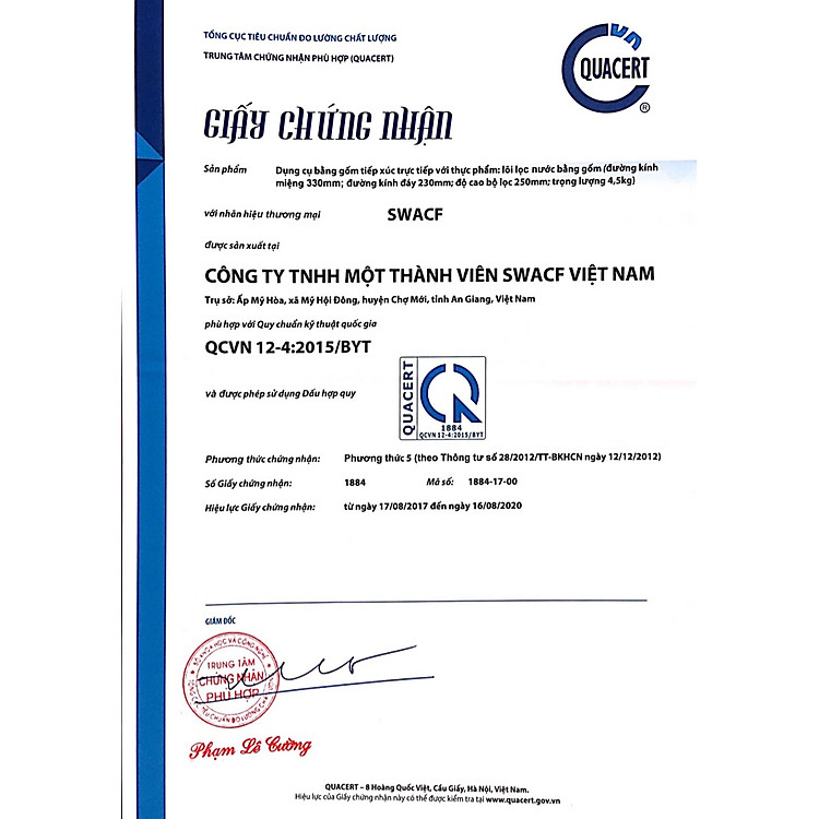 Bình lọc nước uống trực tiếp SWACF 20L | CWF, lõi lọc 10L, tốc độ lọc 2-4 lít/giờ, giữ khoáng thiết yếu - Công nghệ Mỹ