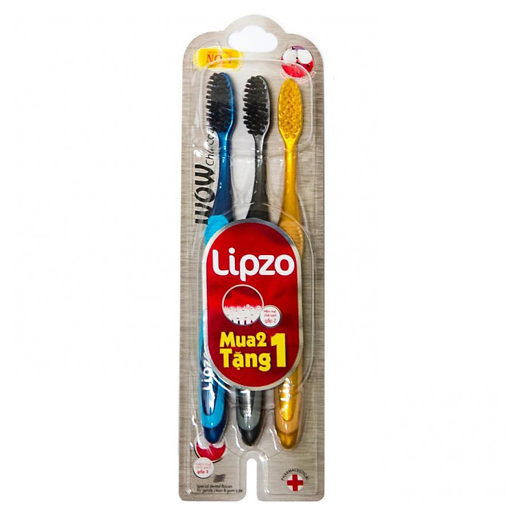 Combo 2 Bàn Chải Than Hoạt Tính Kháng Khuẩn Wow Charcoal Tặng Bàn Chải Chỉ Tơ Nha Khoa Wow Gold