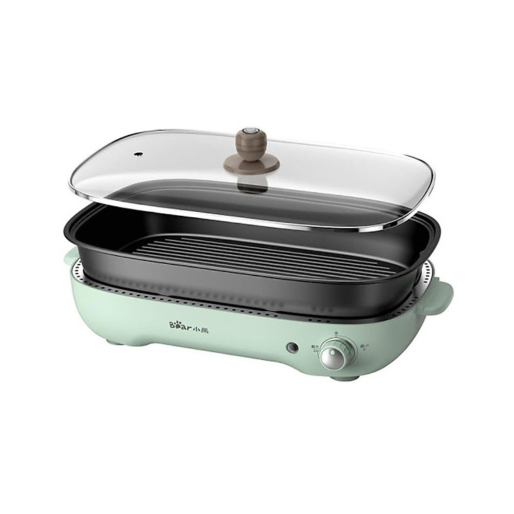 Bếp Lẩu Nướng 3In1 Đa Năng Tiện Lợi Màu Xanh Bear + TẶNG GIẮC CHUYỂN ĐỔI 3 CHẤU THÀNH 2 - Hàng Nhập Khẩu