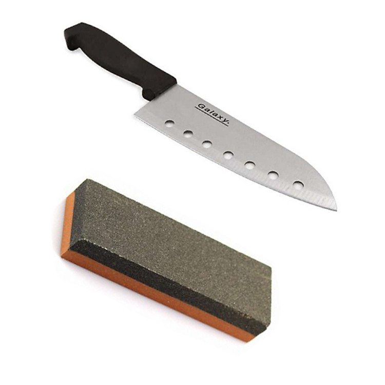 Combo dao nhà bếp Inox có lỗ + đá mài dao kéo nội địa Nhật Bản