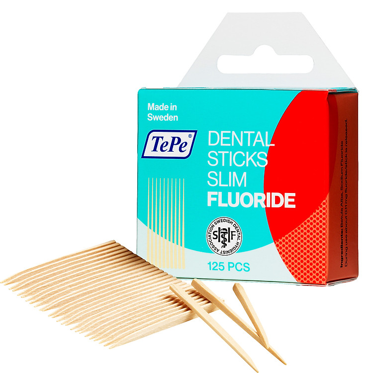 Tăm răng gỗ mảnh có fluor Tepe Wooden Slim with Fluor (125 cái)