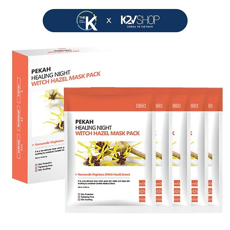 Mặt nạ phục hồi giúp dưỡng căng da PEKAH HEALING NIGHT Witch Hazel Mask Pack 1 HỘP 5 MIẾNG