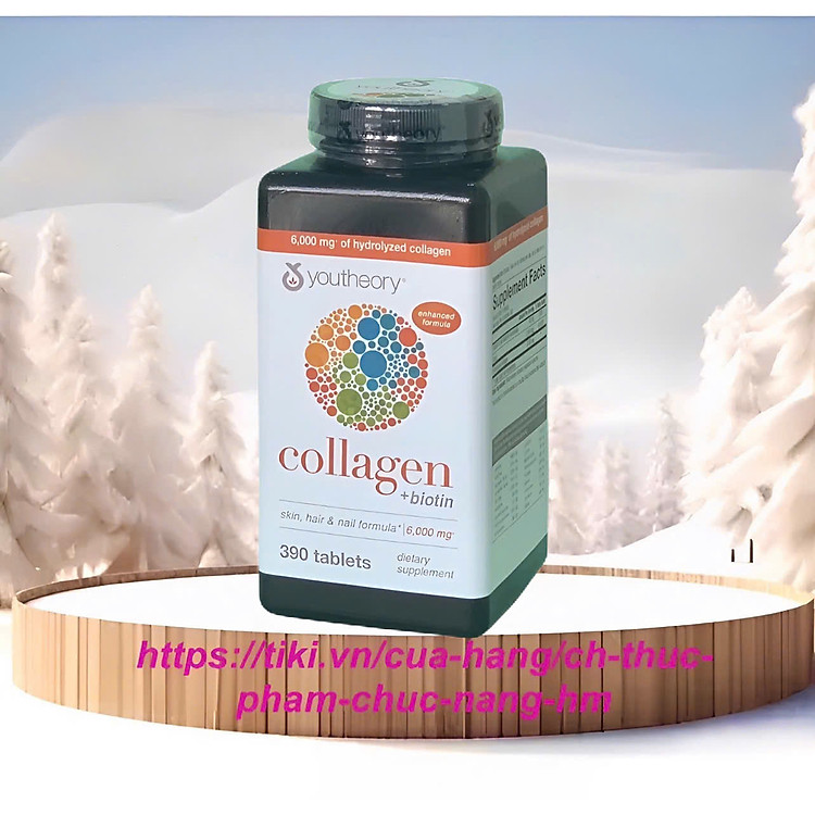 Viên Uống Collagen Youtheory + Biotin , Skin, Hair & Nail Formula 6000mg - Hộp 390 viên