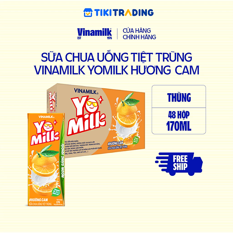 Thùng 48 hộp sữa chua uống hương cam Yomilk 170ml