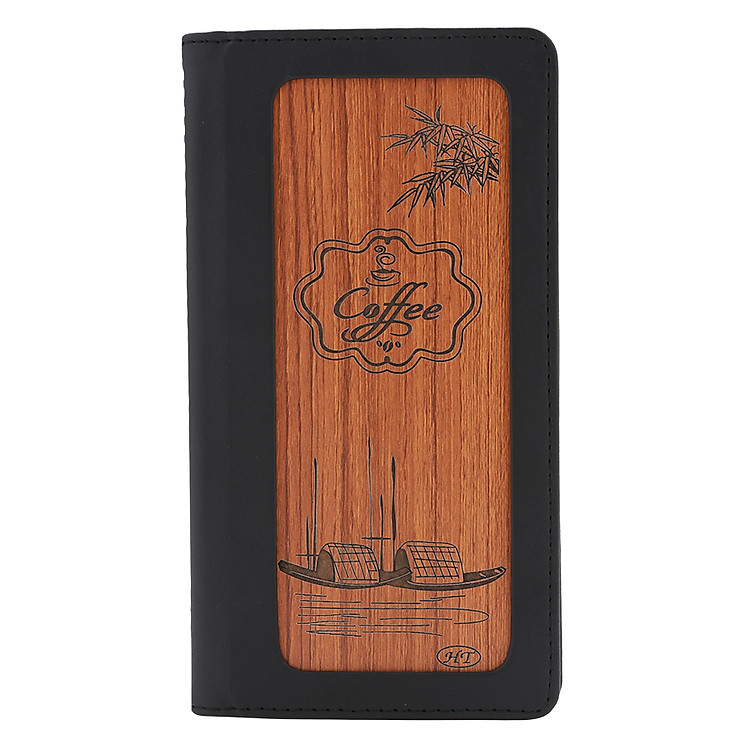 Bìa 10 Lá Menu Da May Gỗ Cao Cấp A6 (Đen)