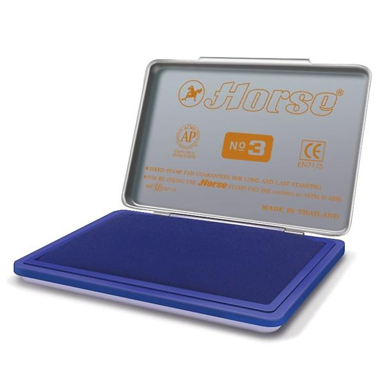Hộp Dấu Kim Loại Horse H-03 (Mực xanh)