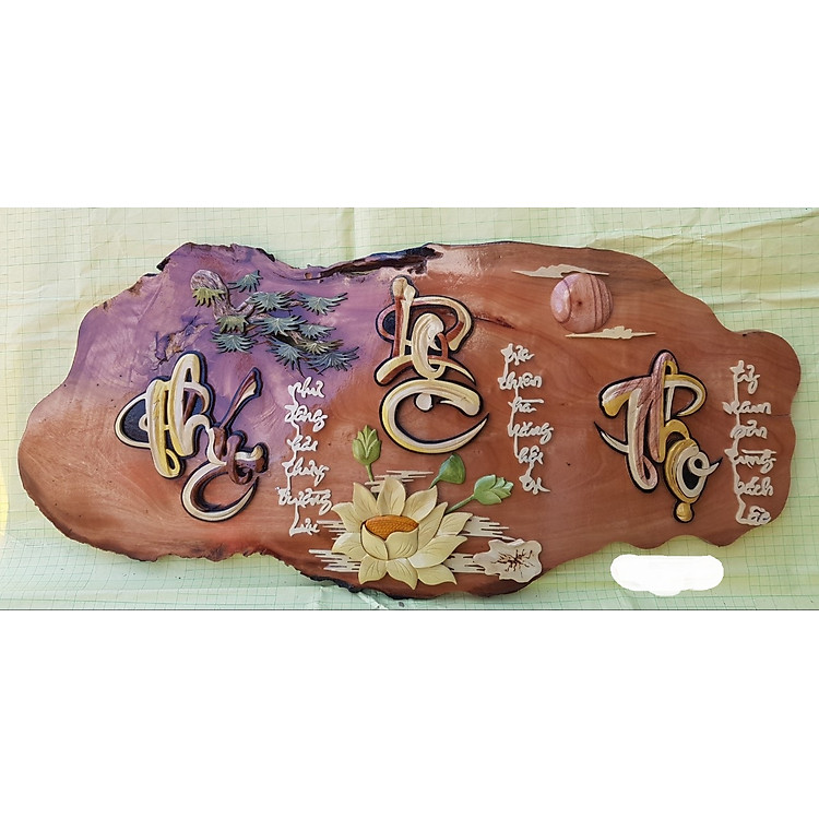 Tranh gỗ thư pháp - chữ Phúc Lộc Thọ- TG153