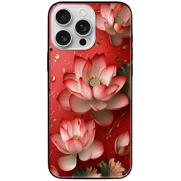 Ốp lưng cho IPhone 15 - 15 Plus - 15 Pro - 15 Pro Max - 16 - 16 Plus - 16 Pro - 16 Pro Max - Sen Nền Đỏ - Hàng Chính Hãng