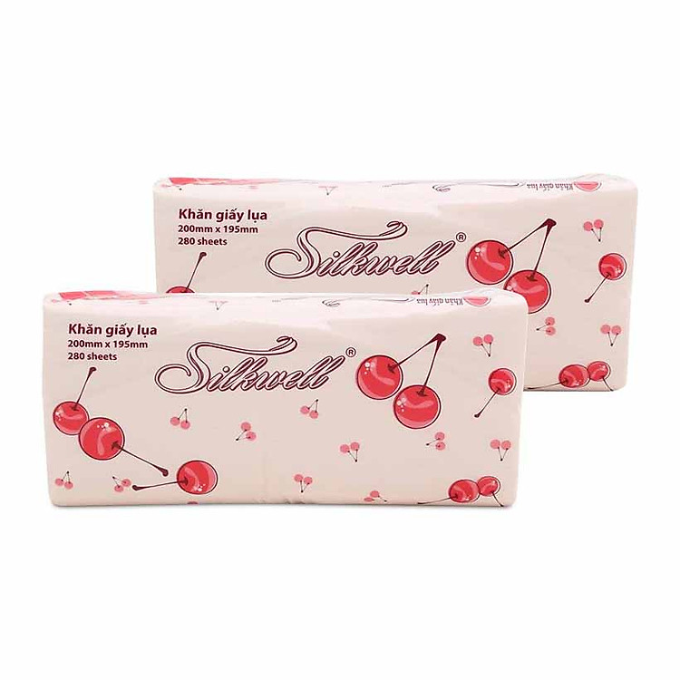 Combo 2 gói khăn giấy rút Silkwell 2 lớp 280 tờ