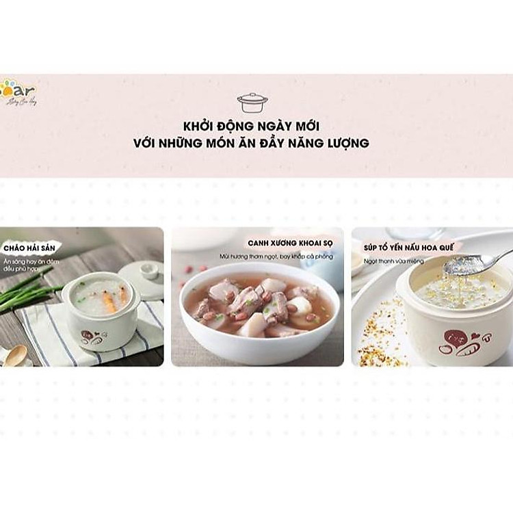 Nồi nấu cháo chậm Bear SUBE001 0.8L Chính hãng Tiết kiệm - Hình ảnh 2