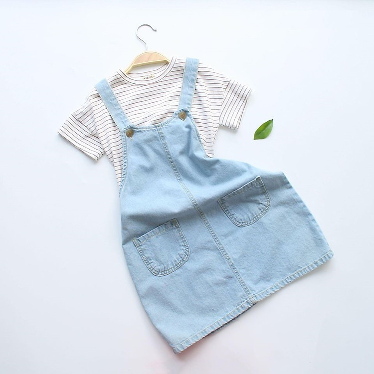 Váy Yếm Bò Cho Bé Gái, màu xanh denim