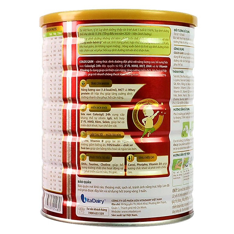 Sữa Colos Gain 0+ 800g Tăng Cân Uy tín Giá rẻ - Hình ảnh 2