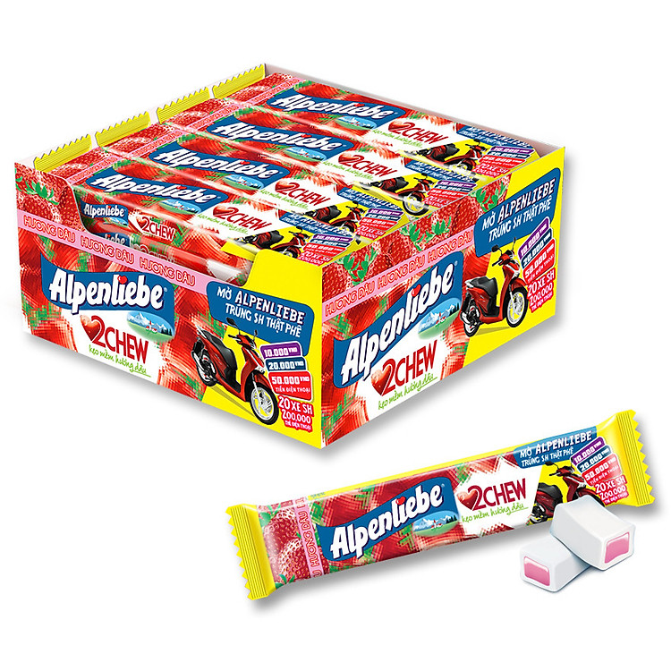 Kẹo Alpenliebe 2Chew Hương Dâu Phiên Bản Câu Chúc Tết 2022 (Gói 16 Thỏi)