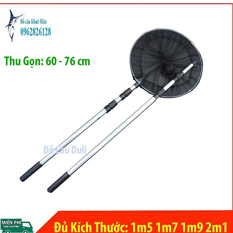 Vợt Cá Gấp Gọn Vành Tròn inox 1m5 - 2m1 VOT-CA-01