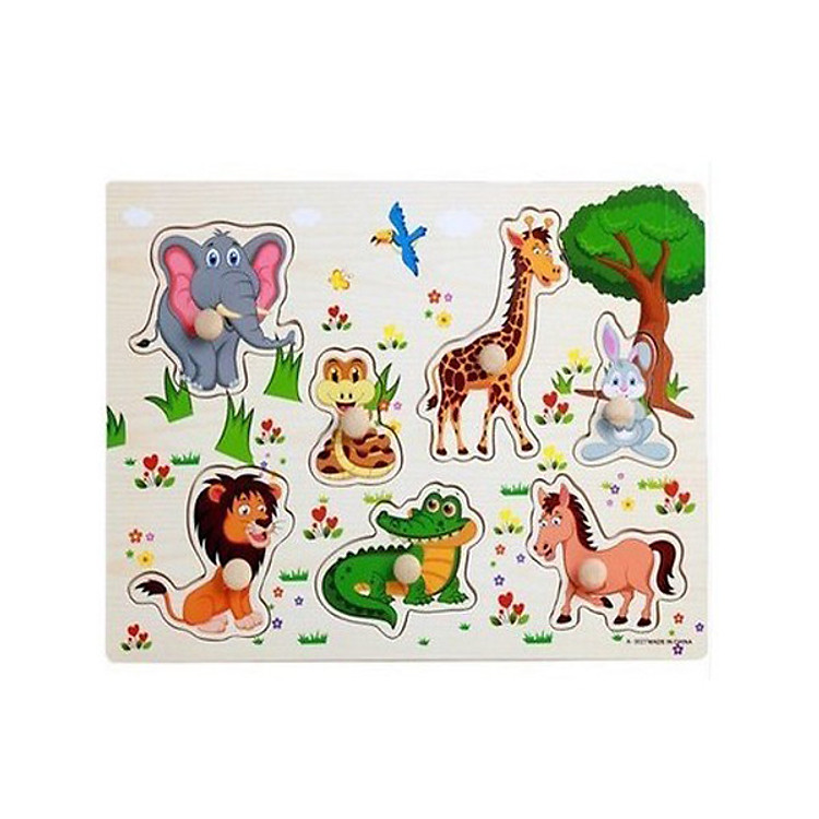 BẢNG XẾP HÌNH NÚM GỖ CHO BÉ - Chủ Đề Động Vật