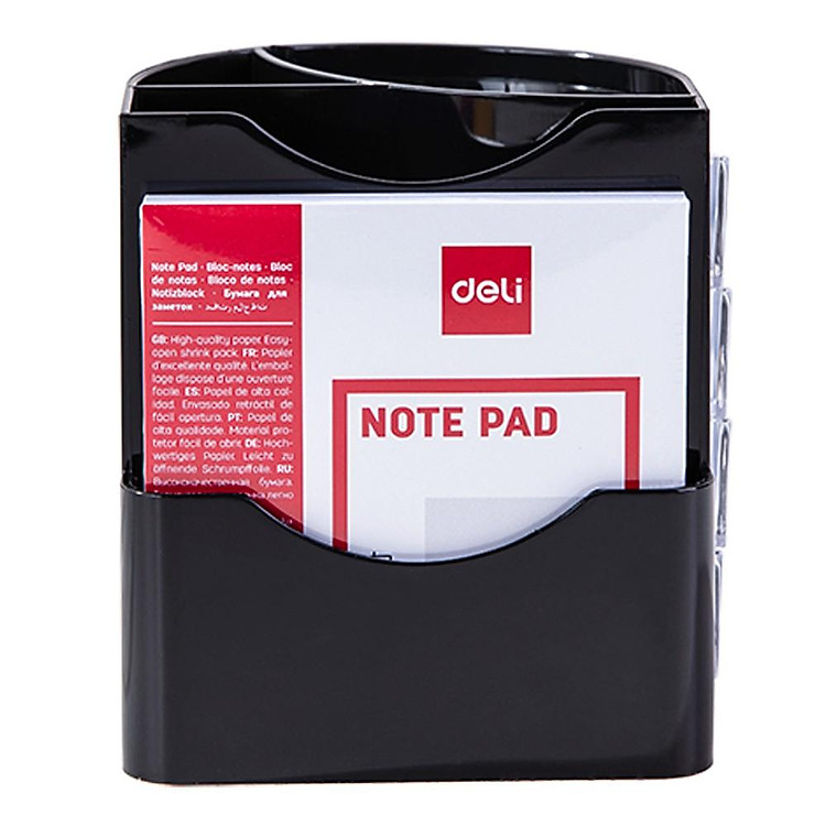 Cốc Cắm Bút Deli 4 Ngăn Đen (1 chiếc) - Ảnh 4