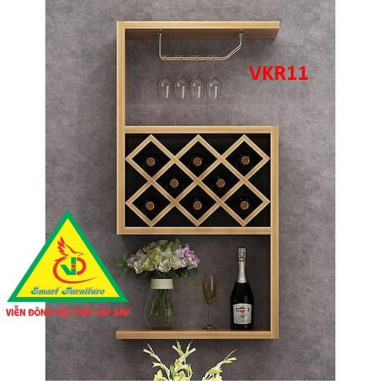 Kệ treo tường bằng gỗ, KHÔNG KÈM giá treo ly VKR11 - Nội thất lắp ráp